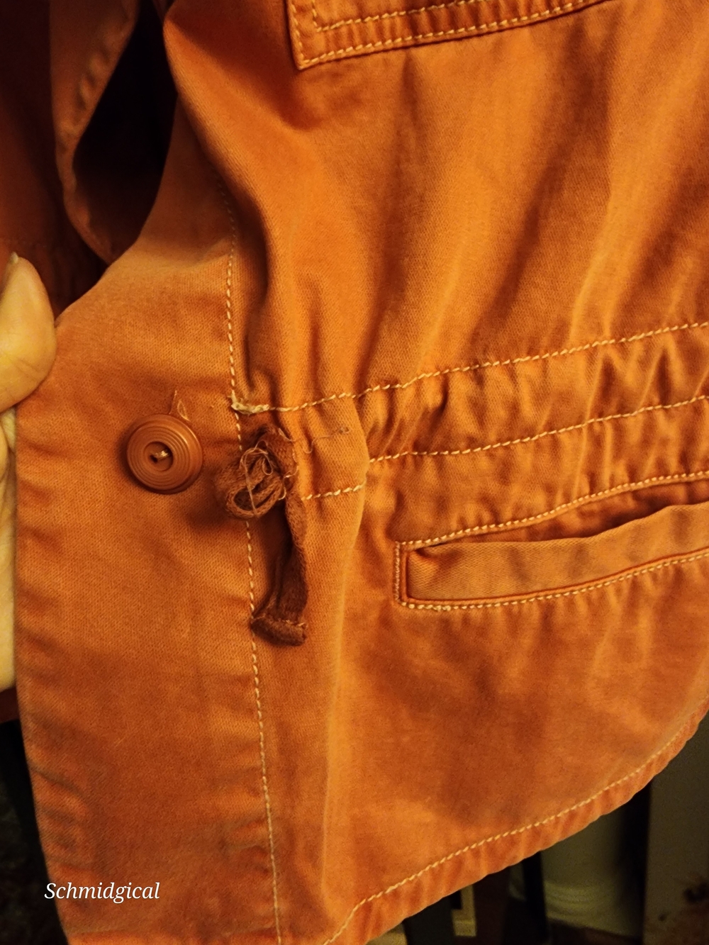Hei Hei Anthropolgie Women's Rust Orange Utility Jacket Ruffles Sunfaded Cozy - Picture 3 of 8